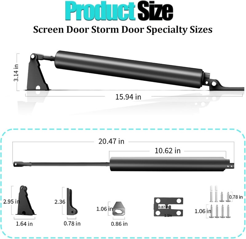 BoXtreamify Storm Door Closer, Heavy Duty Pneumatic Screen Door Closer, Adjustable Closing Speed - Image 5
